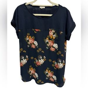 Mason & Belle - Navy Blue / Floral Top - Size XL